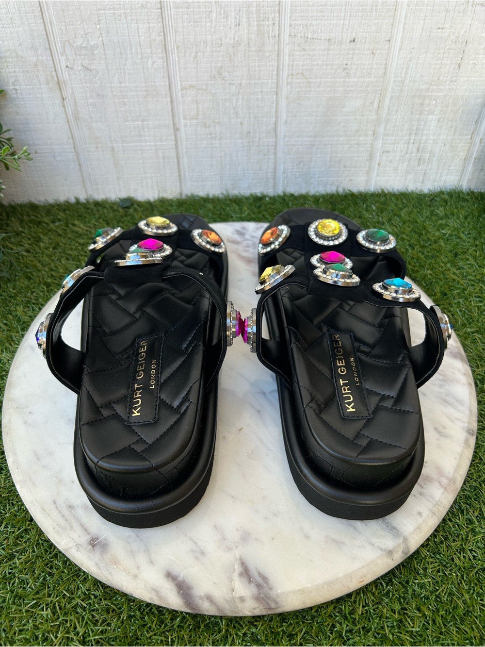 KURT GEIGER LONDON ORSON CRYSTAL SANDAL black 
$150  size 41 US 10.5 new /no box - Picture 8 of 16